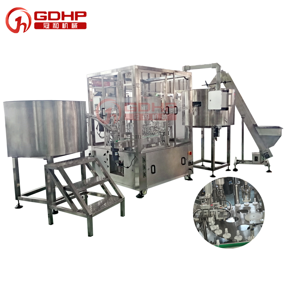 全自動(dòng)雙工位精華液灌裝旋蓋一體機